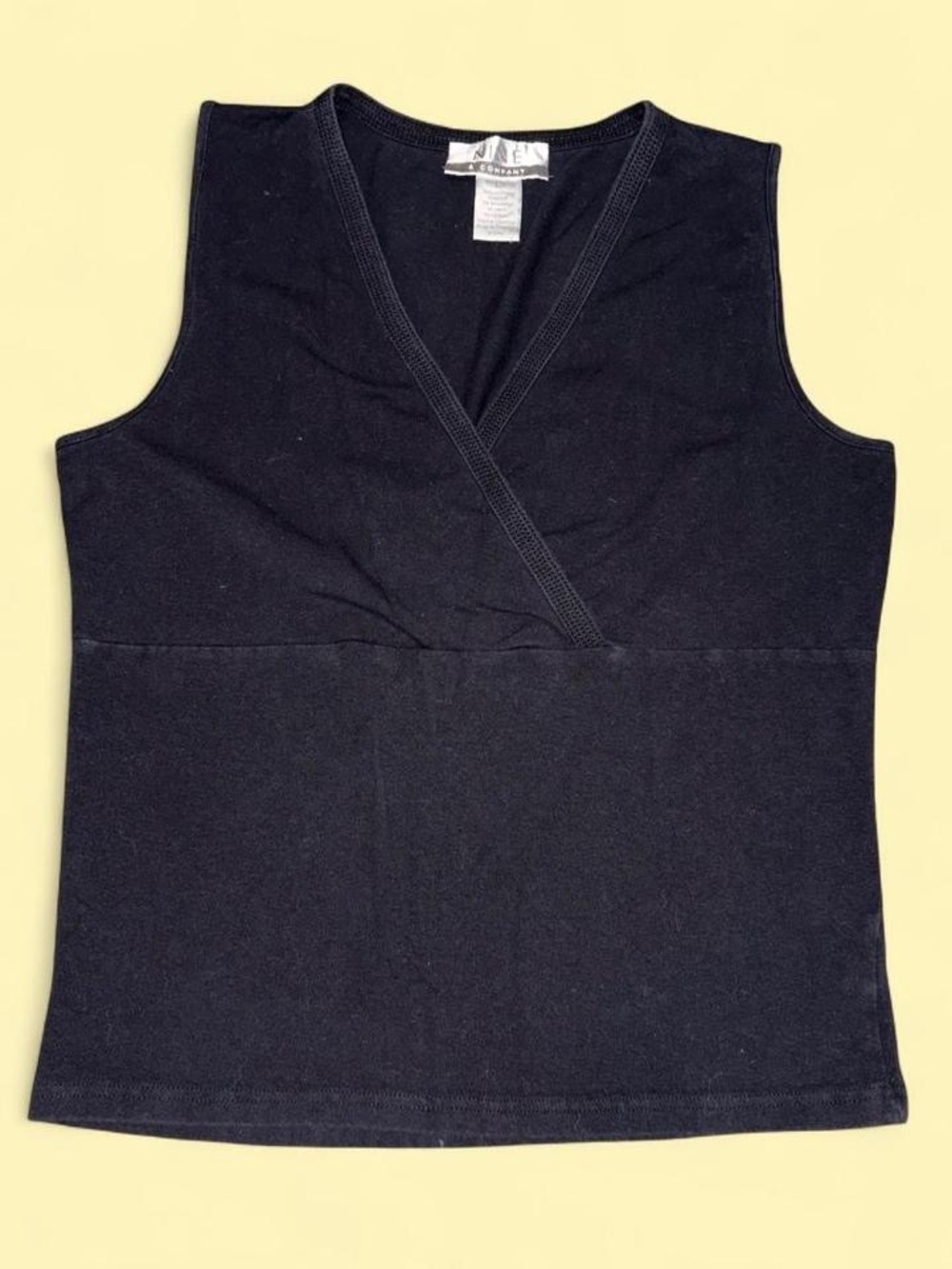 Nine & Co. Black Sleeveless Wrap V-Neck Tank
